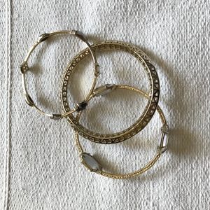 Kendra Scott Slate and Gold Bangle Trio